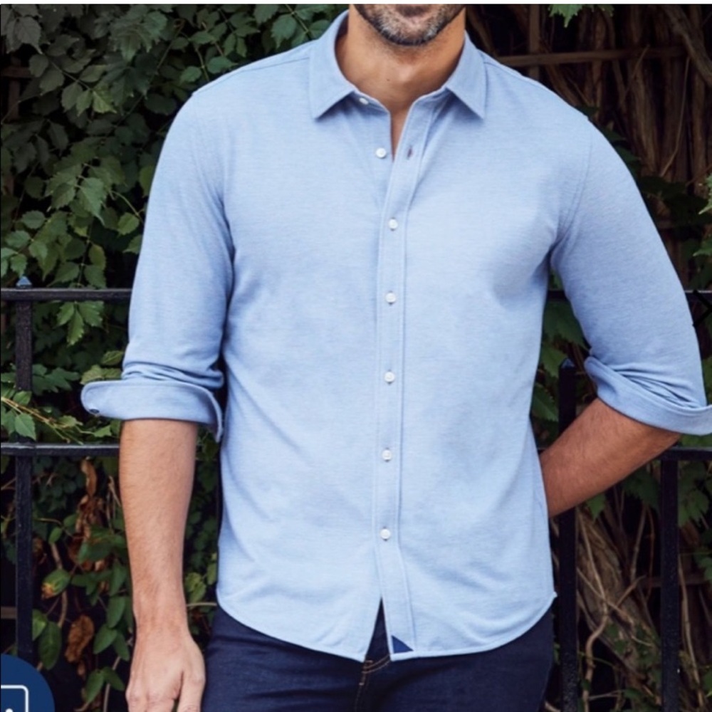 UNTUCKit Mercurey Wrinkle Free Shirt Mid Blue LG